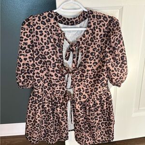 Leopard Patterned Top & Shorts Set